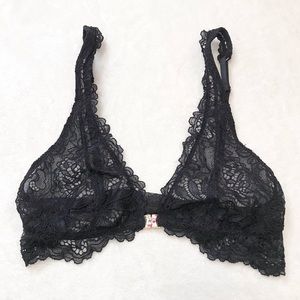 SAVAGE X Fenty black lace bra with front click clasp bling closure